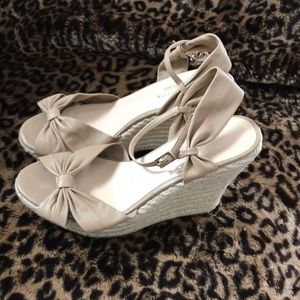 Talbots beige platform wedges.